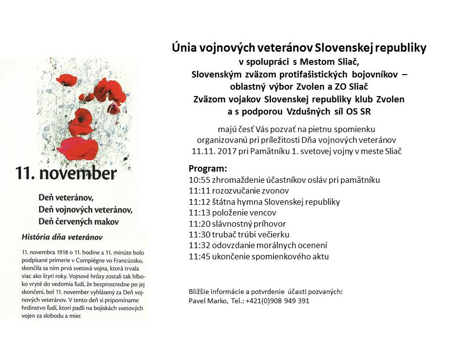 Fotogaléria Pozvánka na 11.11. - Sliač (1) Pozvánka na 11.11. - Sliač